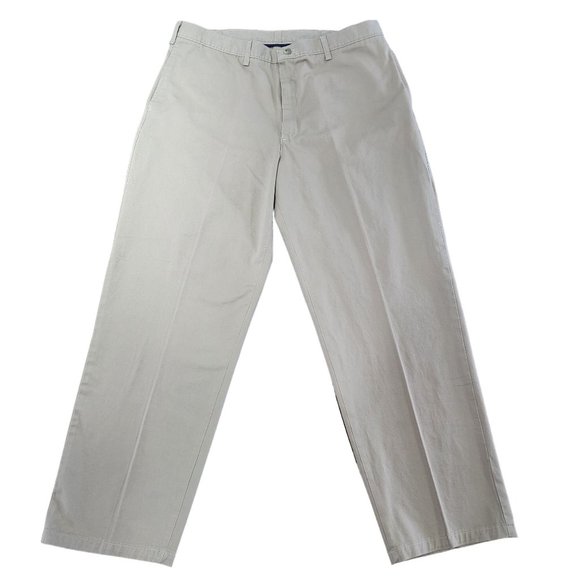 Wrangler Mens Khaki Flat Front Relaxed Fit Wrinkle Resistant Casual Pants 40 32L - Picture 4 of 14